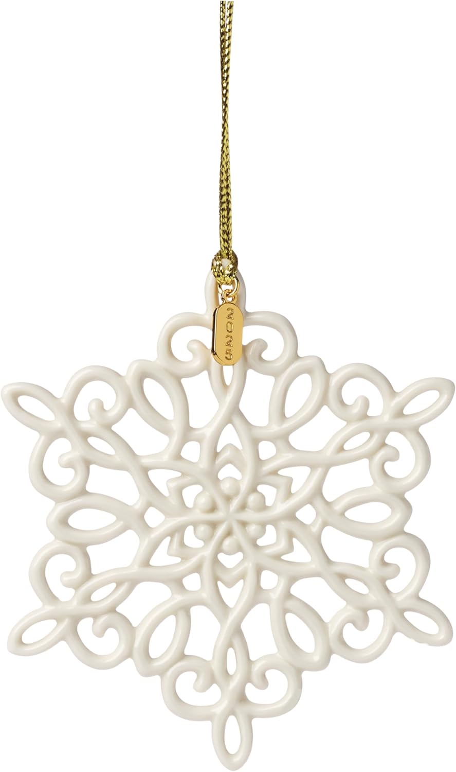 Snow Fantasies Snowflake Ornament, Made from Porcelain with A Gold Cord for Hanging, Christmas Tree Decoration, Winter Tree Decor