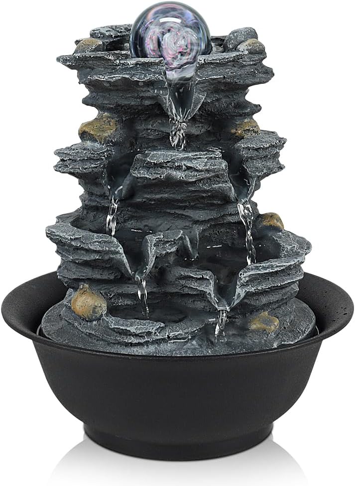 Tabletop Water Indoor Fountain Waterfall Indoor Water Fountains Feng Shui Zen Decorative Desktop Fountain