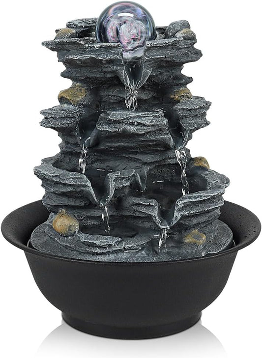 Tabletop Water Indoor Fountain Waterfall Indoor Water Fountains Feng Shui Zen Decorative Desktop Fountain