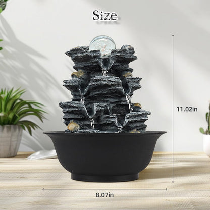 Tabletop Water Indoor Fountain Waterfall Indoor Water Fountains Feng Shui Zen Decorative Desktop Fountain